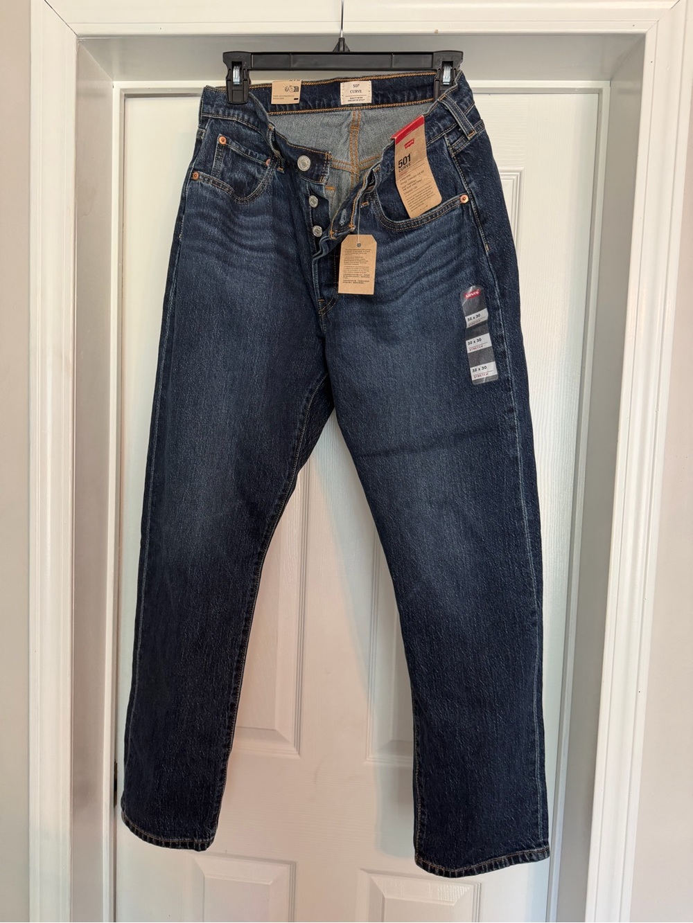 Levi's 501® Curve Mid Wash Blue Jeans with Contrast Orange Stitching